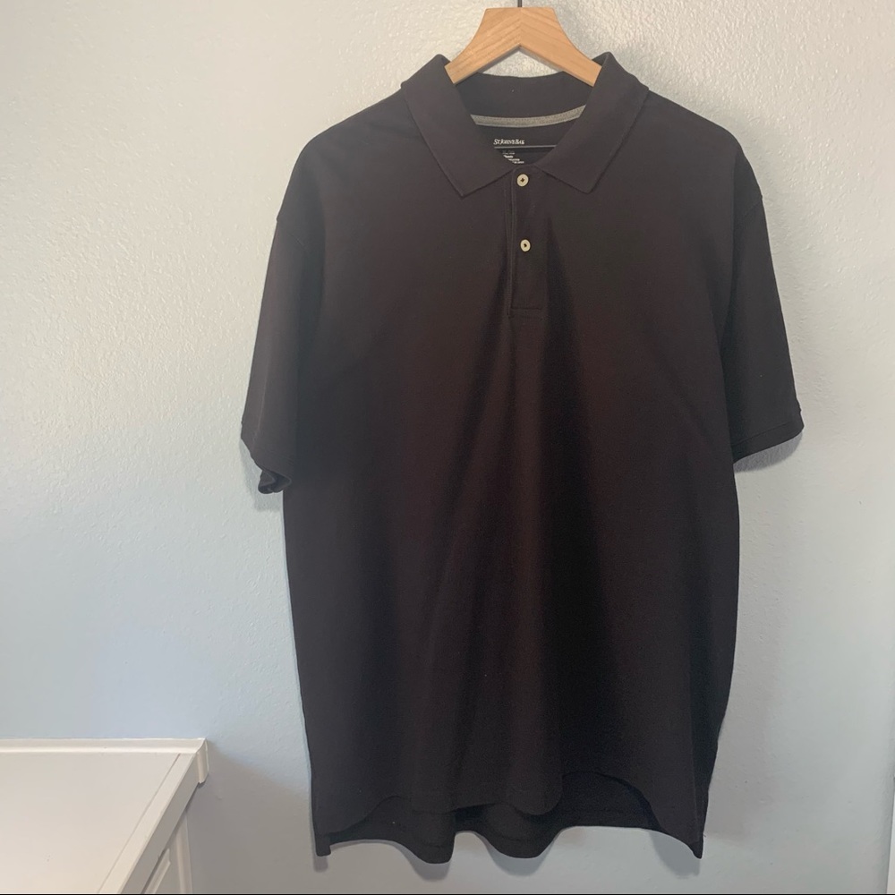 St. John's Bay Men's XL Solid Classic Short Sleeve Polo Shirt Black